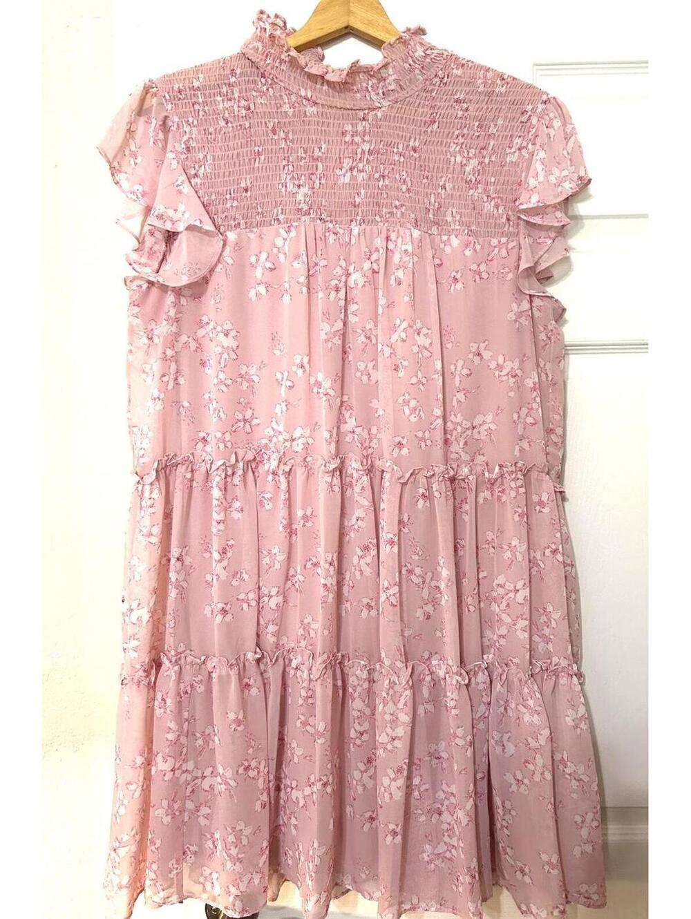 Pink Floral Fairy Dress Cottagecore Coquette Smocked Tiered Dress Size 10/12
